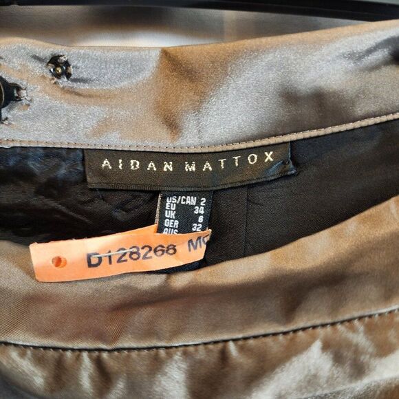 AIDAN MATTOX SIZE 2 FULLY LINED FORMAL MAXI SKIRT BRONZE METALLIC LUXURY GLAMOUR - Picture 2 of 9